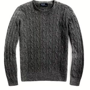 NWT POLO RALPH LAUREN Cable Cashmere Charcoal Sweater